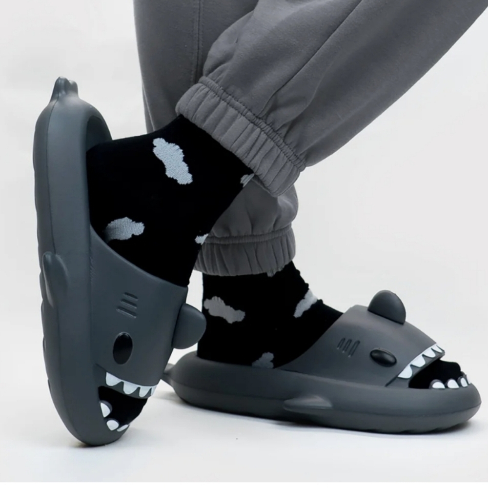Cloud Shark Slides Sandals Dark Gray Mens ,Women's  Non-slip Unisex 38-39